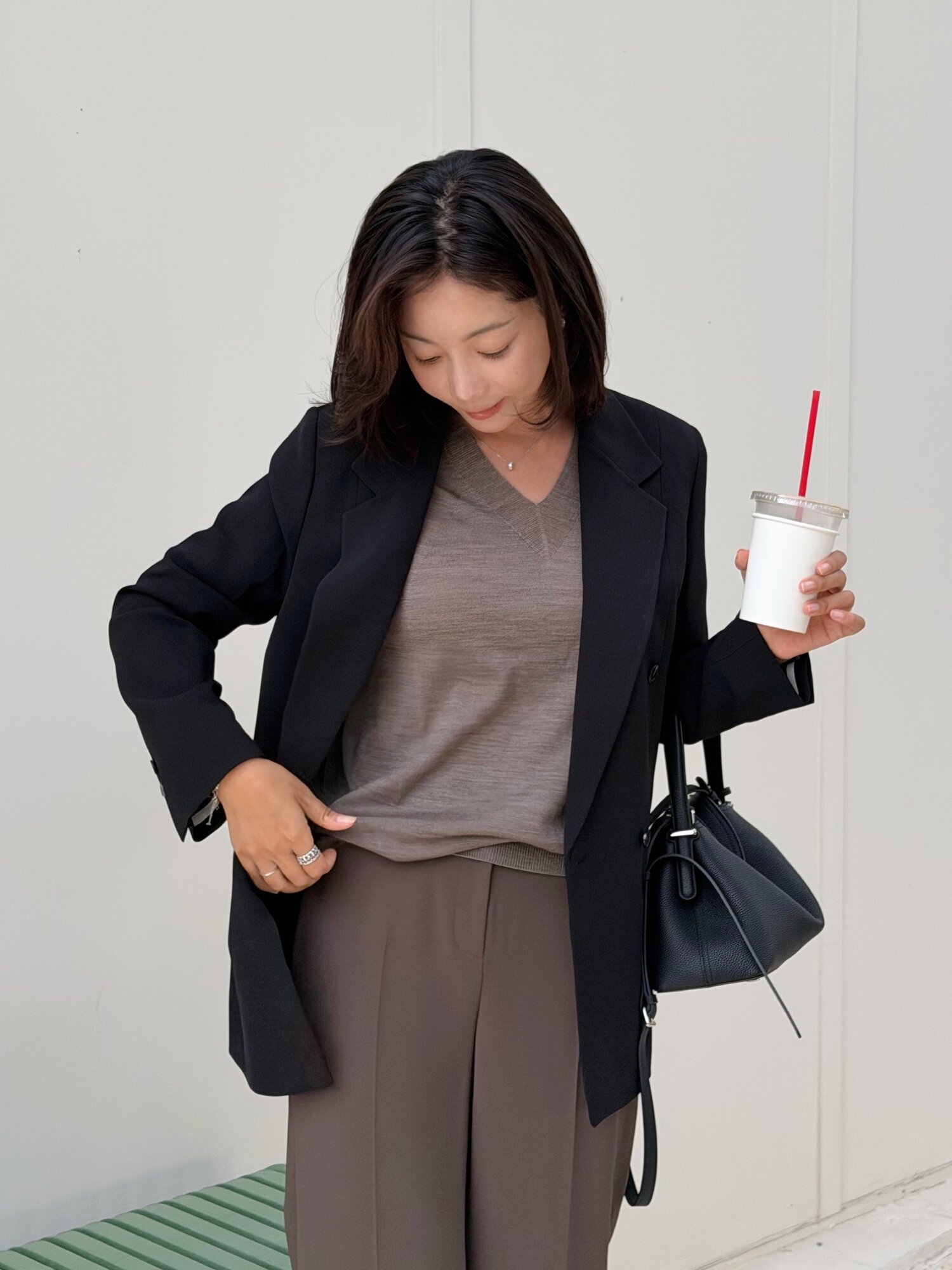 롤업 테일러드 더블 버튼 재킷 (BLACK)