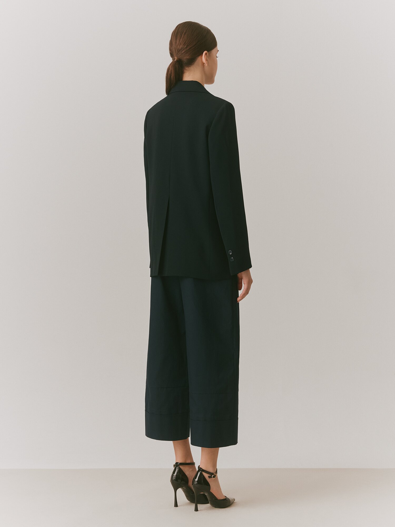 롤업 테일러드 더블 버튼 재킷 (BLACK)