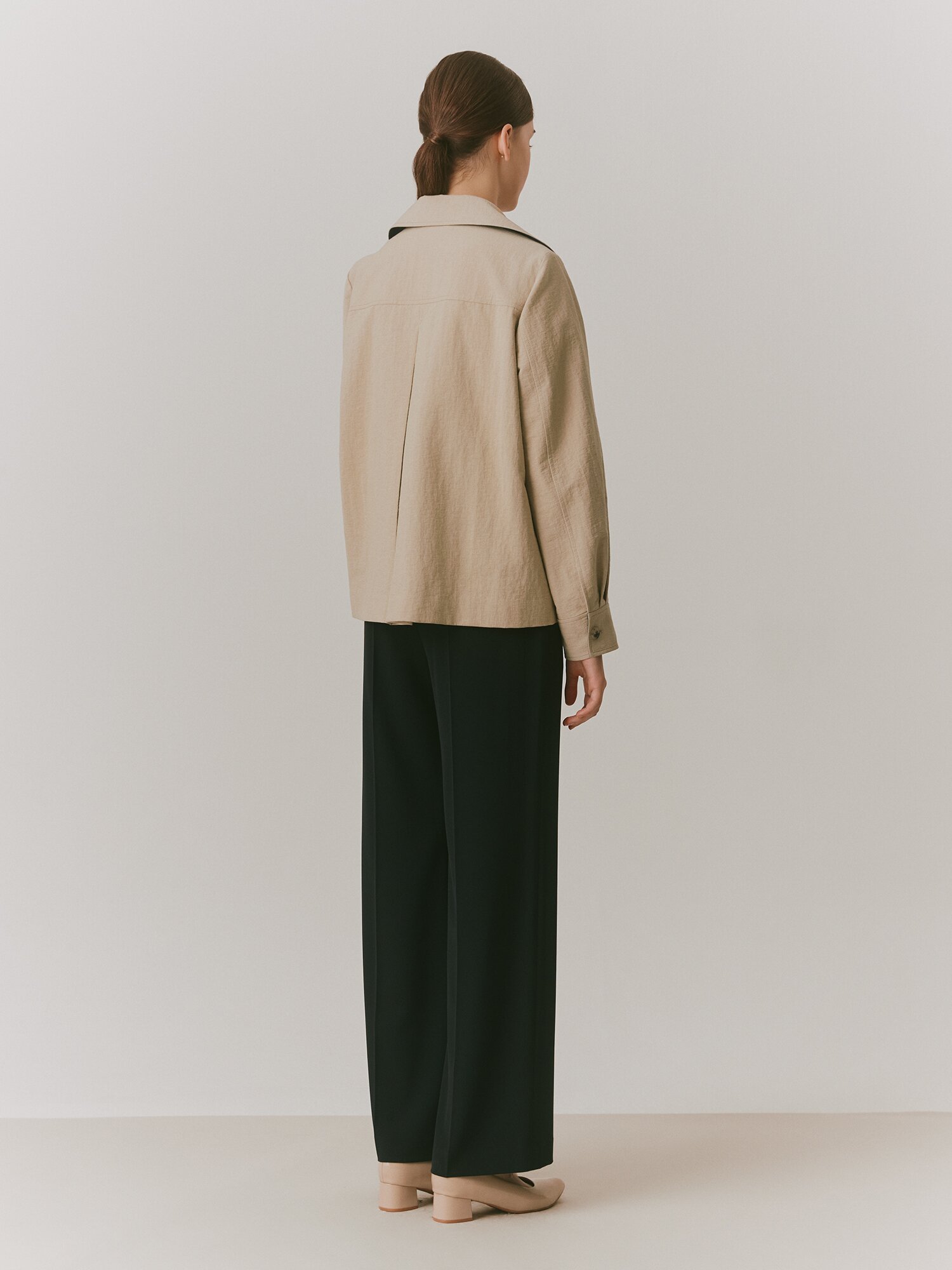 코튼 더블 하프 트렌치 코트 (BEIGE)