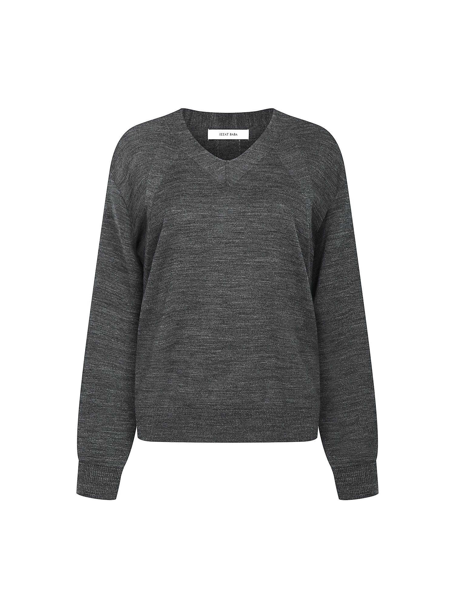 울 홀가먼트 브이넥 풀오버 니트 (DARK GREY)