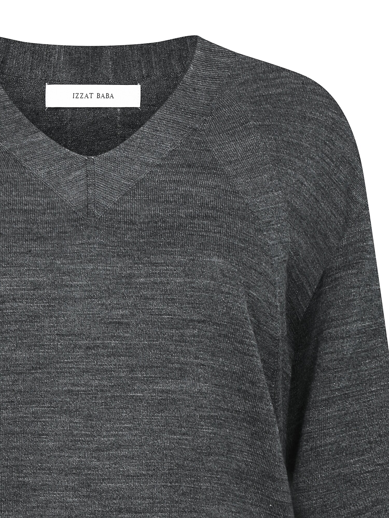 울 홀가먼트 브이넥 풀오버 니트 (DARK GREY)