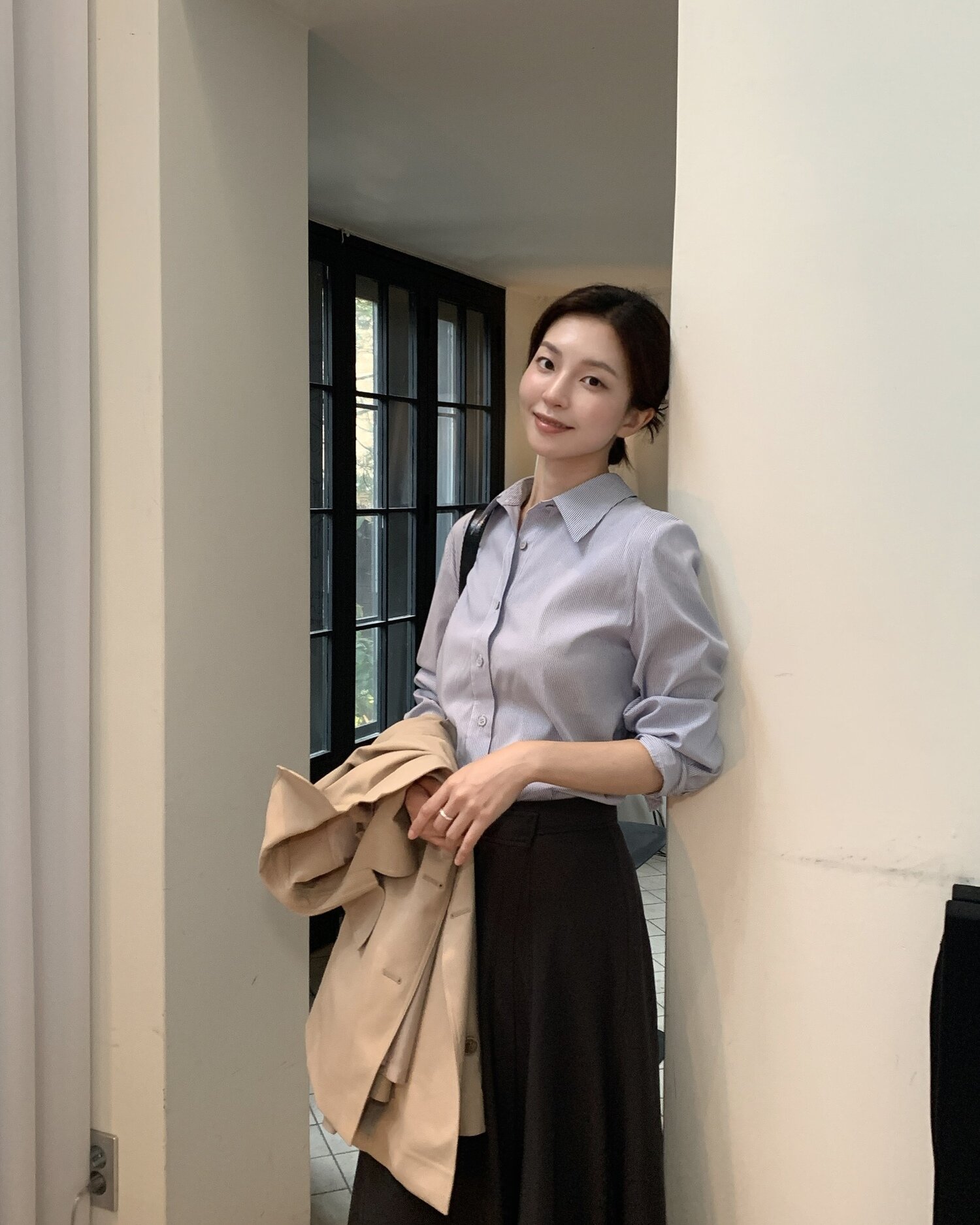 슬릿 랩 스타일 플레어 스커트 (GREY)
