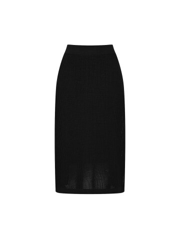 스카시 밴딩 H라인 니트 스커트 (BLACK)