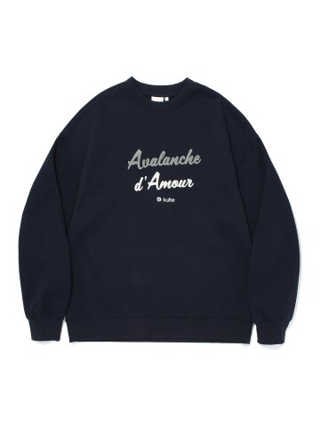 FLOCKING LETTERING CREWNECK_NAVY