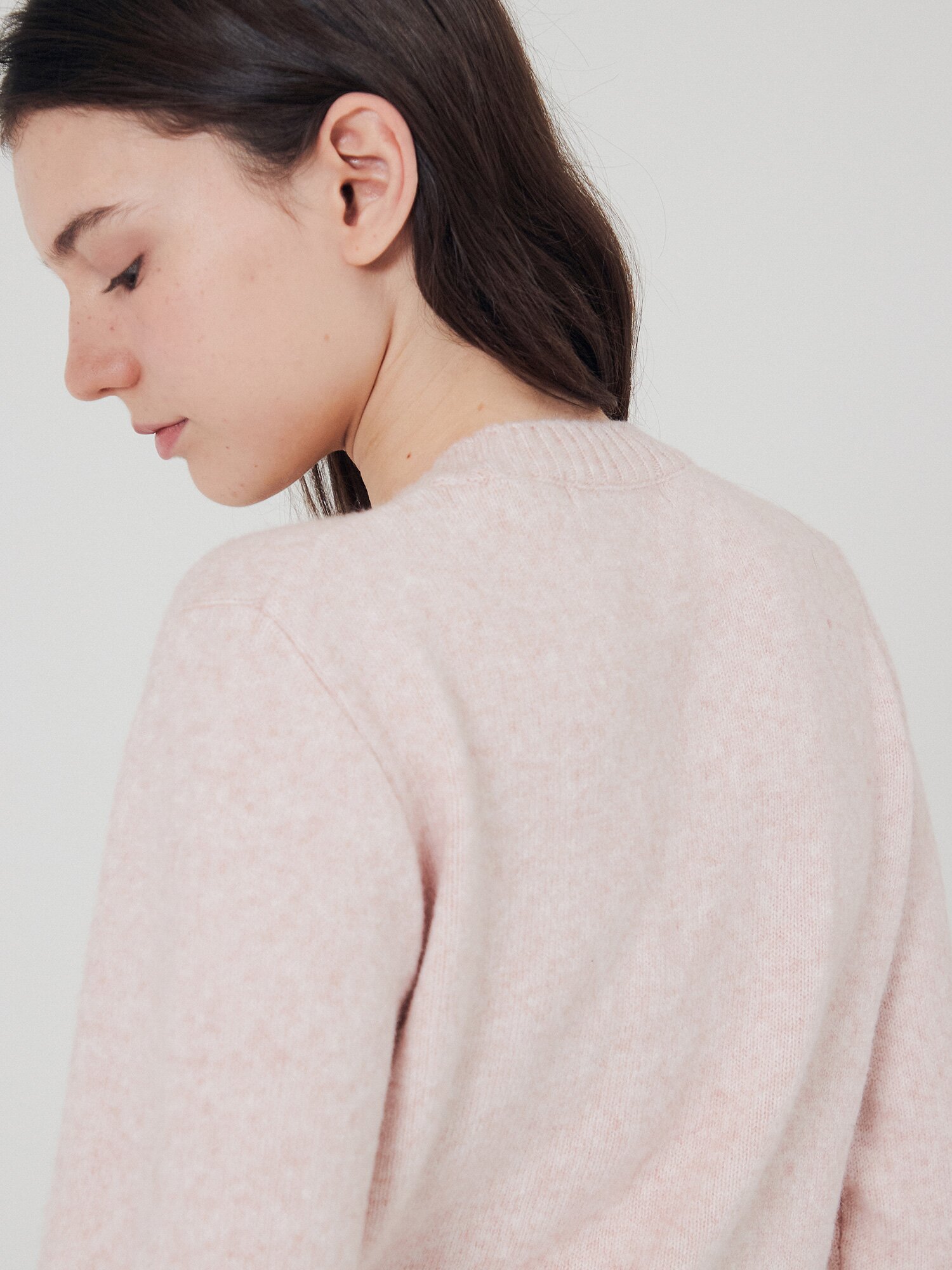 베이직 라운드넥 풀오버 니트 (PINK)