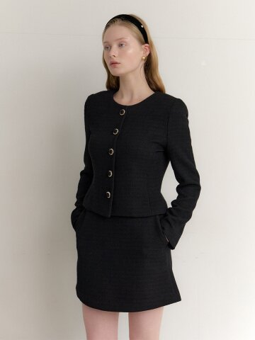 ELEN Tweed Round-Neck Jacket / Black(2color)