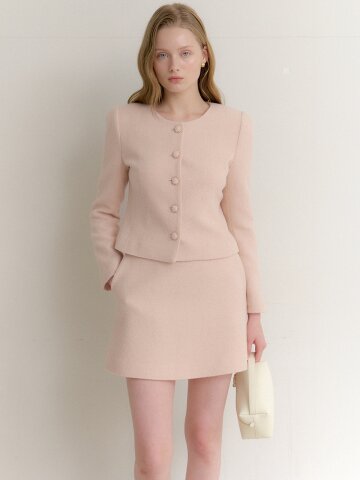 ELEN Tweed Round-Neck Jacket / Peach(2color)