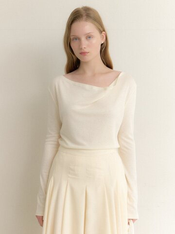 2Way Cowl-Neck Long-Sleeve T-Shirts / Ivory(2color)