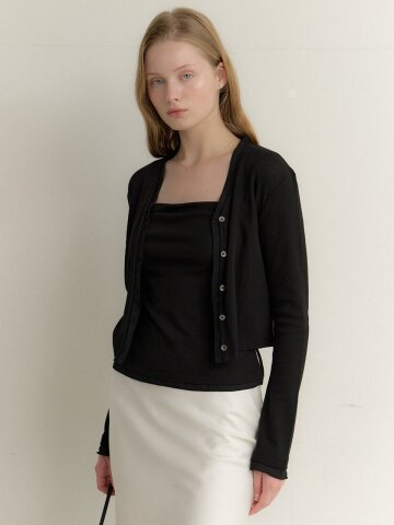 [SET] Chiffon Layered Cardigan & Sleeveless / Black(2color)