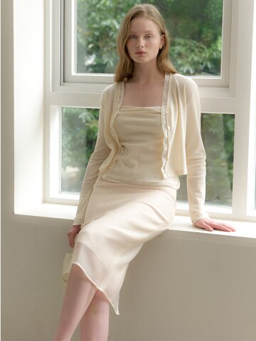 [SET] Chiffon Layered Cardigan & Sleeveless / Ivory(2color)