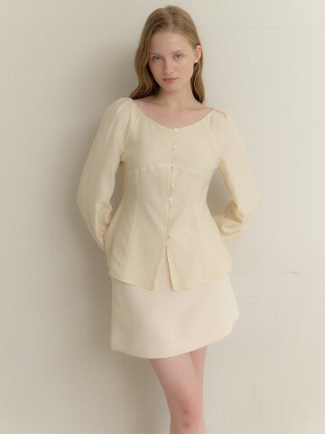 [FAIRY] Organza Puff Long-Sleeve Blouse / Cream(2color)