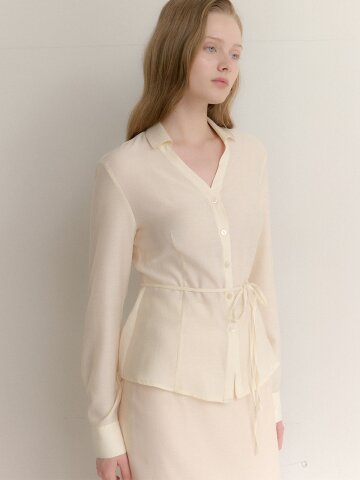 Organza Open-Collar Blouse / Cream(3color)