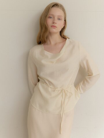 Organza Cowl-Neck Blouse / Cream(3color)
