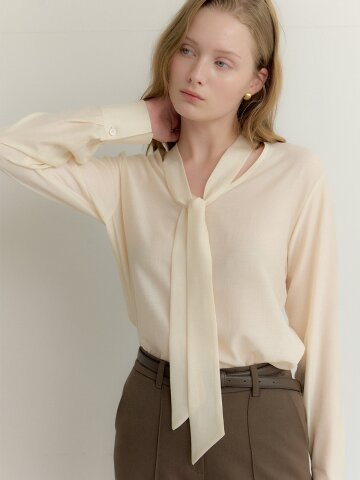 2way Simple Tie Blouse / Cream(3color)