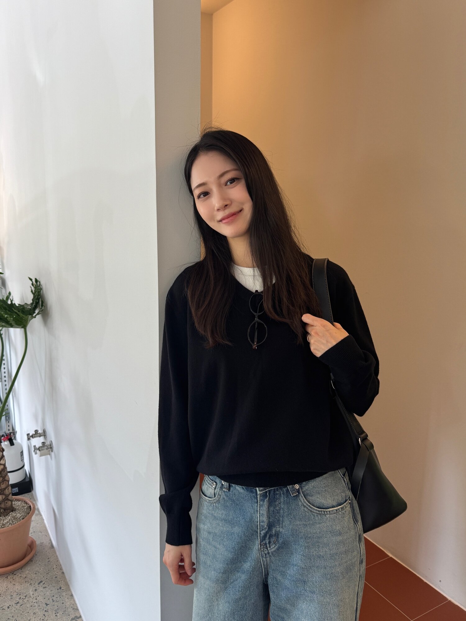 워싱 와이드 일자핏 데님 팬츠 (BLUE)