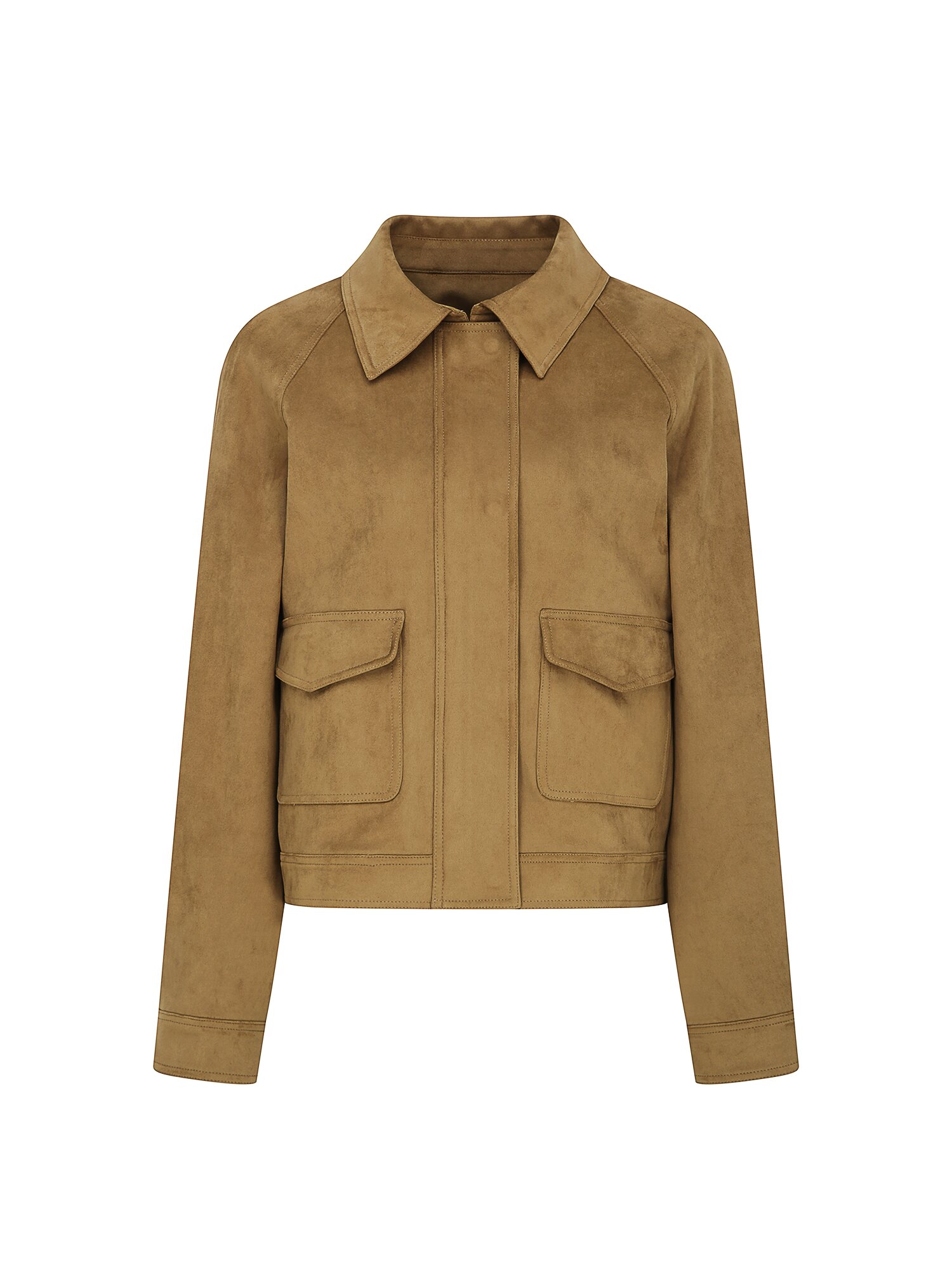 스웨이드 래글런 칼라 집업 재킷 (BEIGE)