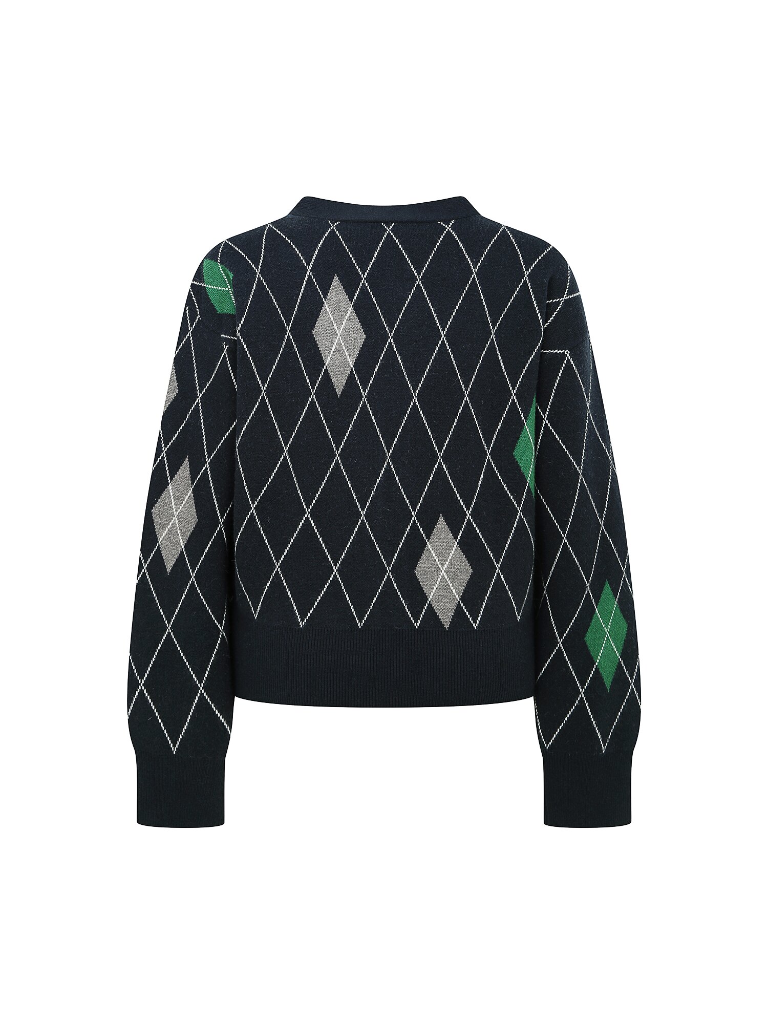 아가일 브이넥 크롭 가디건 (NAVY)