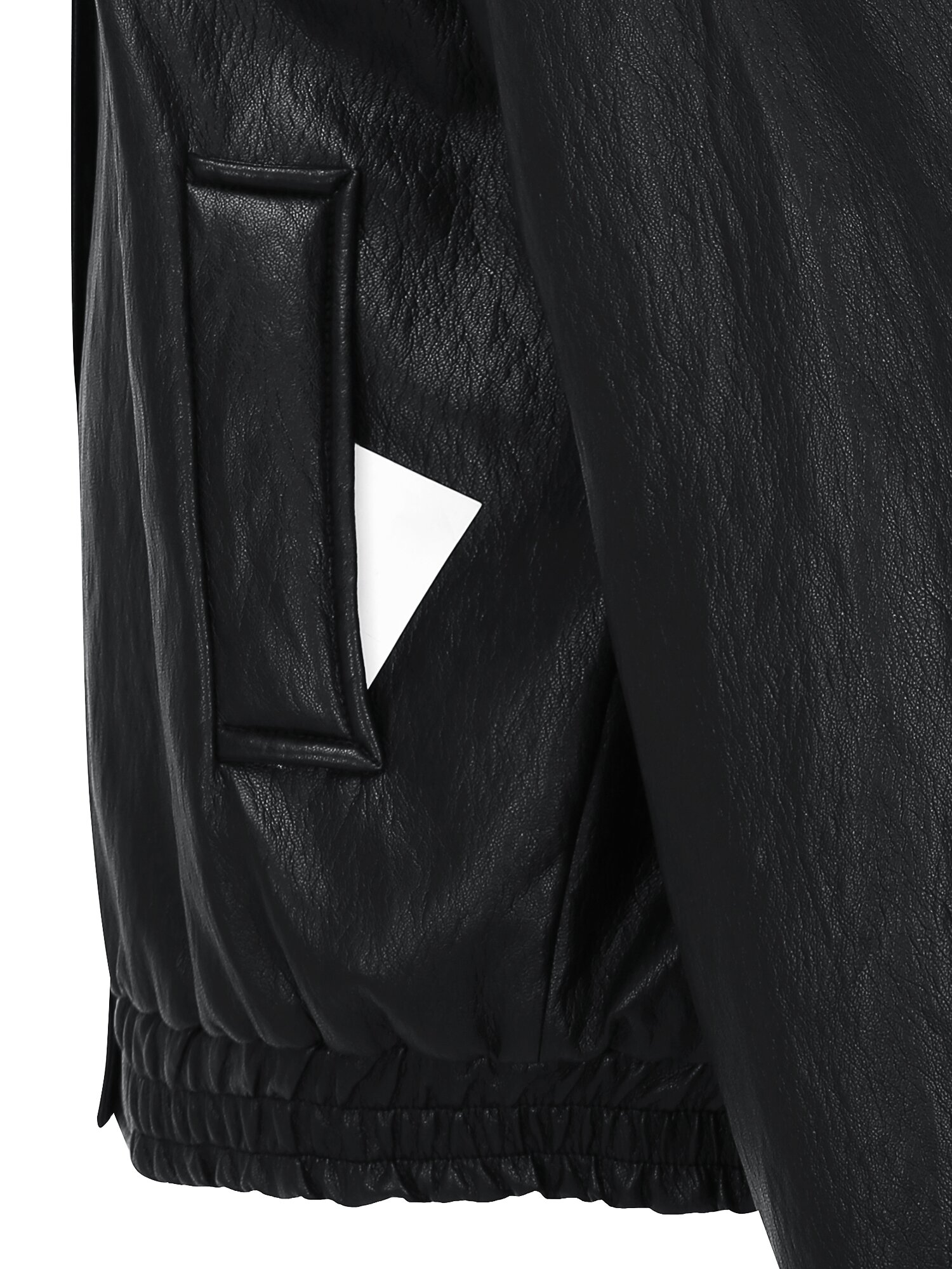 페이크 레더 칼라 집업 재킷 (BLACK)