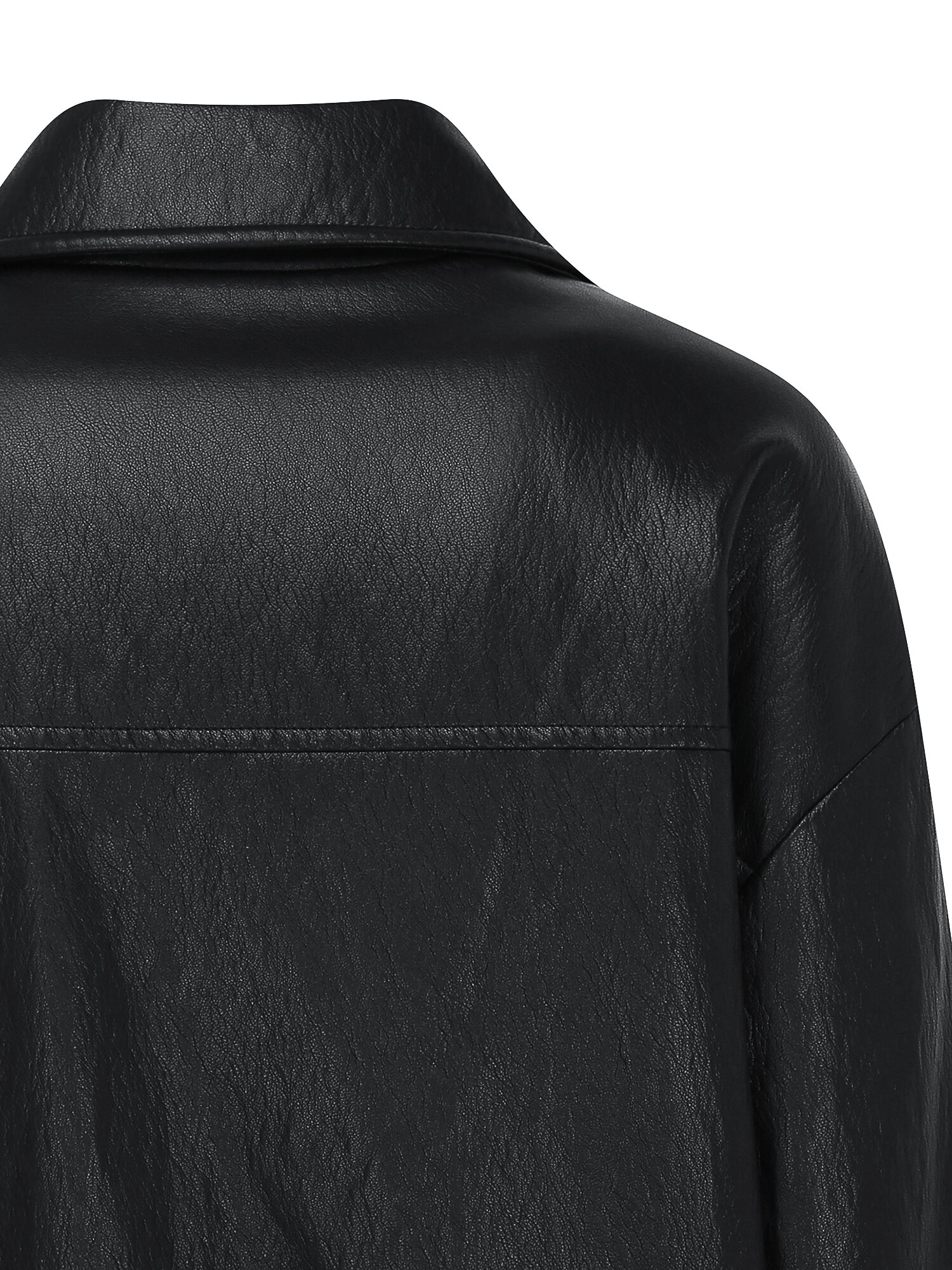 페이크 레더 칼라 집업 재킷 (BLACK)