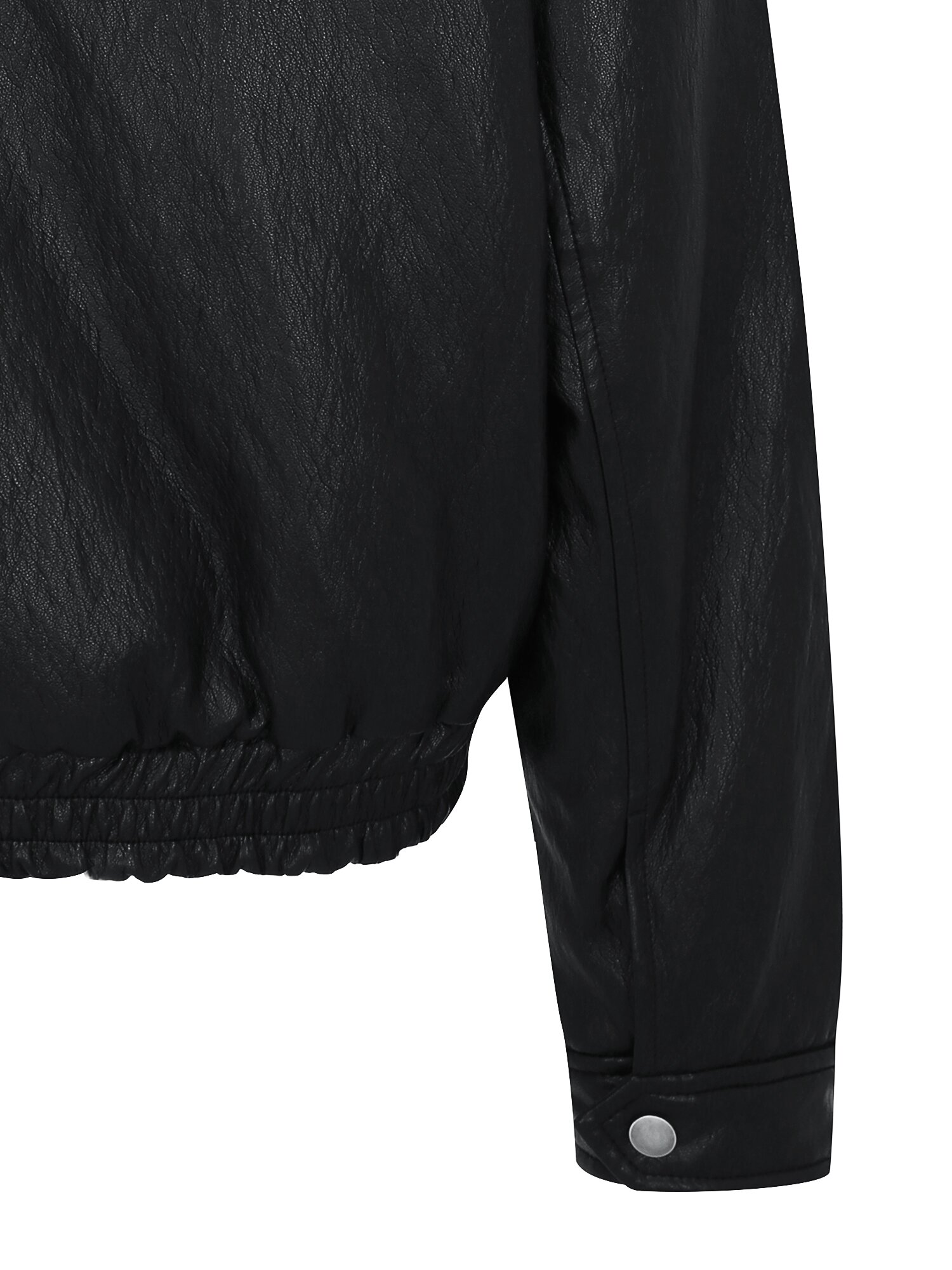 페이크 레더 칼라 집업 재킷 (BLACK)