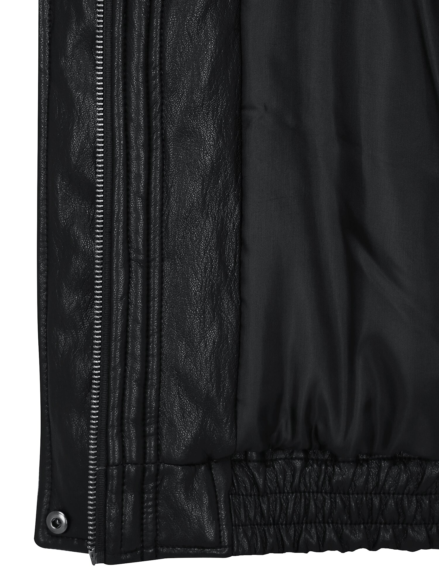 페이크 레더 칼라 집업 재킷 (BLACK)