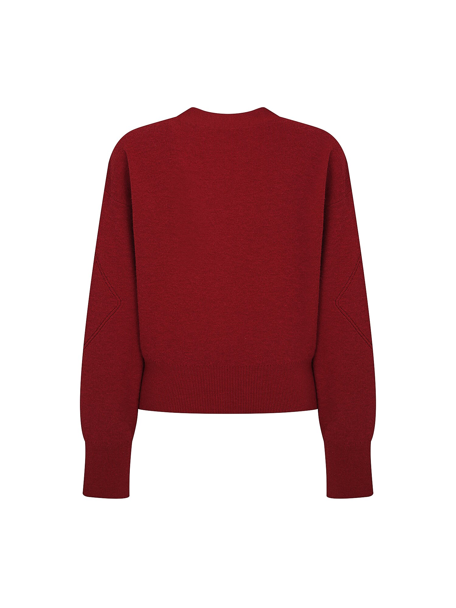 다이아 펀칭 브이넥 크롭 가디건 (BURGUNDY)