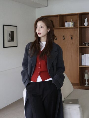 다이아 펀칭 브이넥 크롭 가디건 