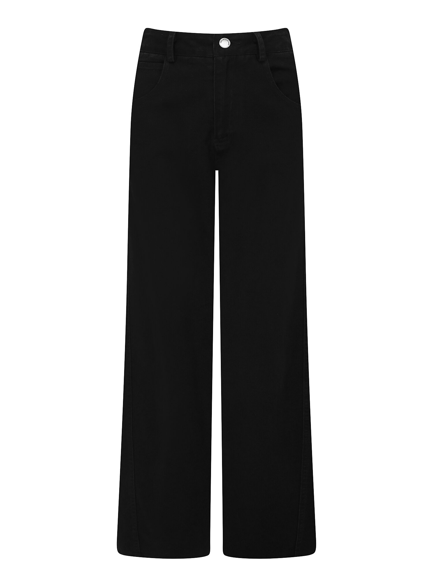 하이 웨이스트 와이드 데님 팬츠 (BLACK)