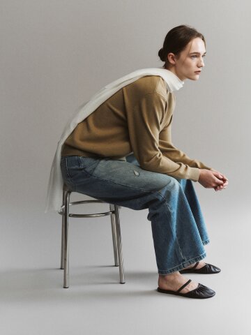 루즈핏 캐시미어 브이넥 가디건 (KHAKI BEIGE)