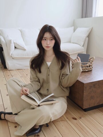루즈핏 캐시미어 브이넥 가디건 