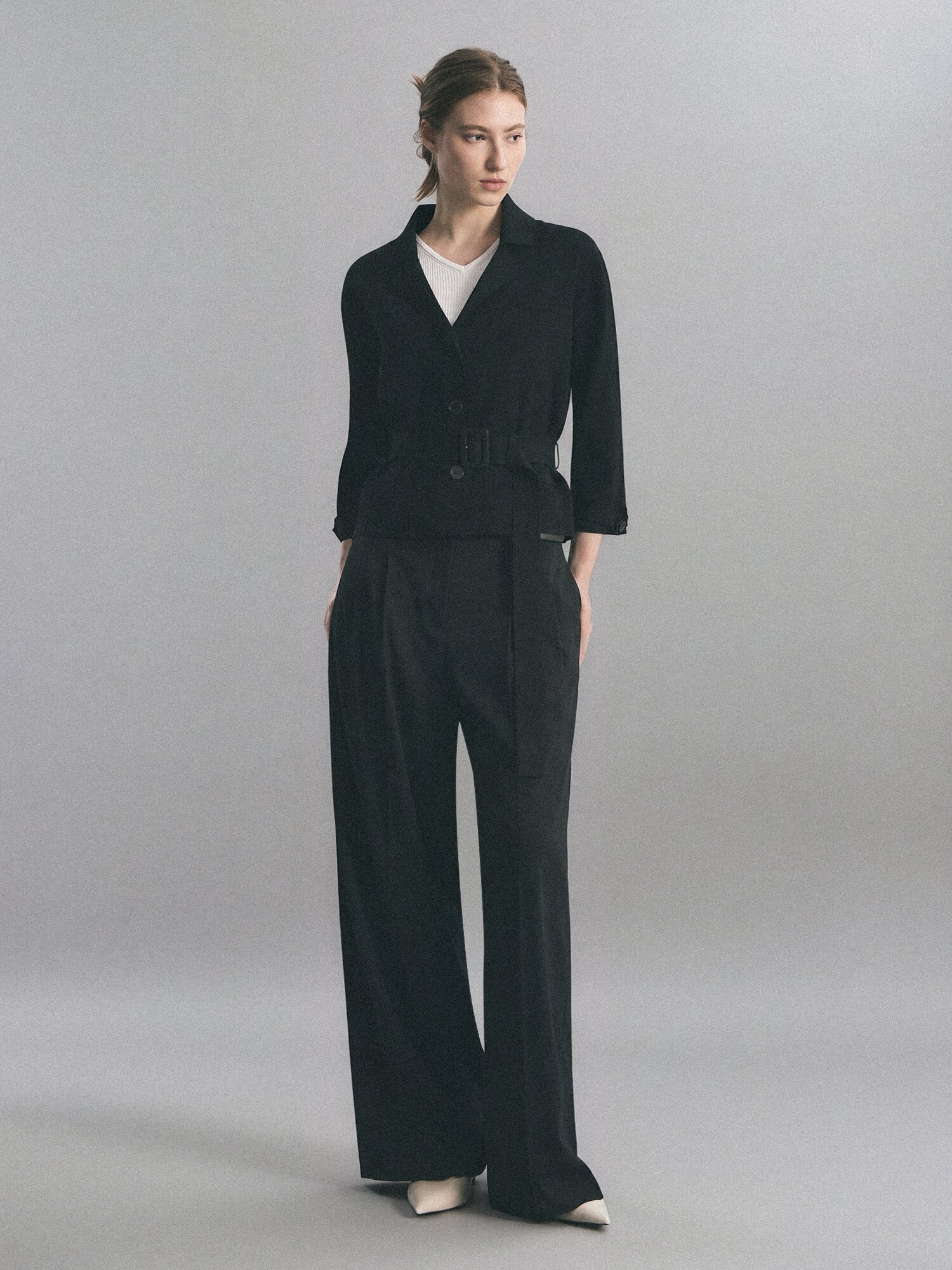 벨티드 테일러드 가디건 (BLACK)