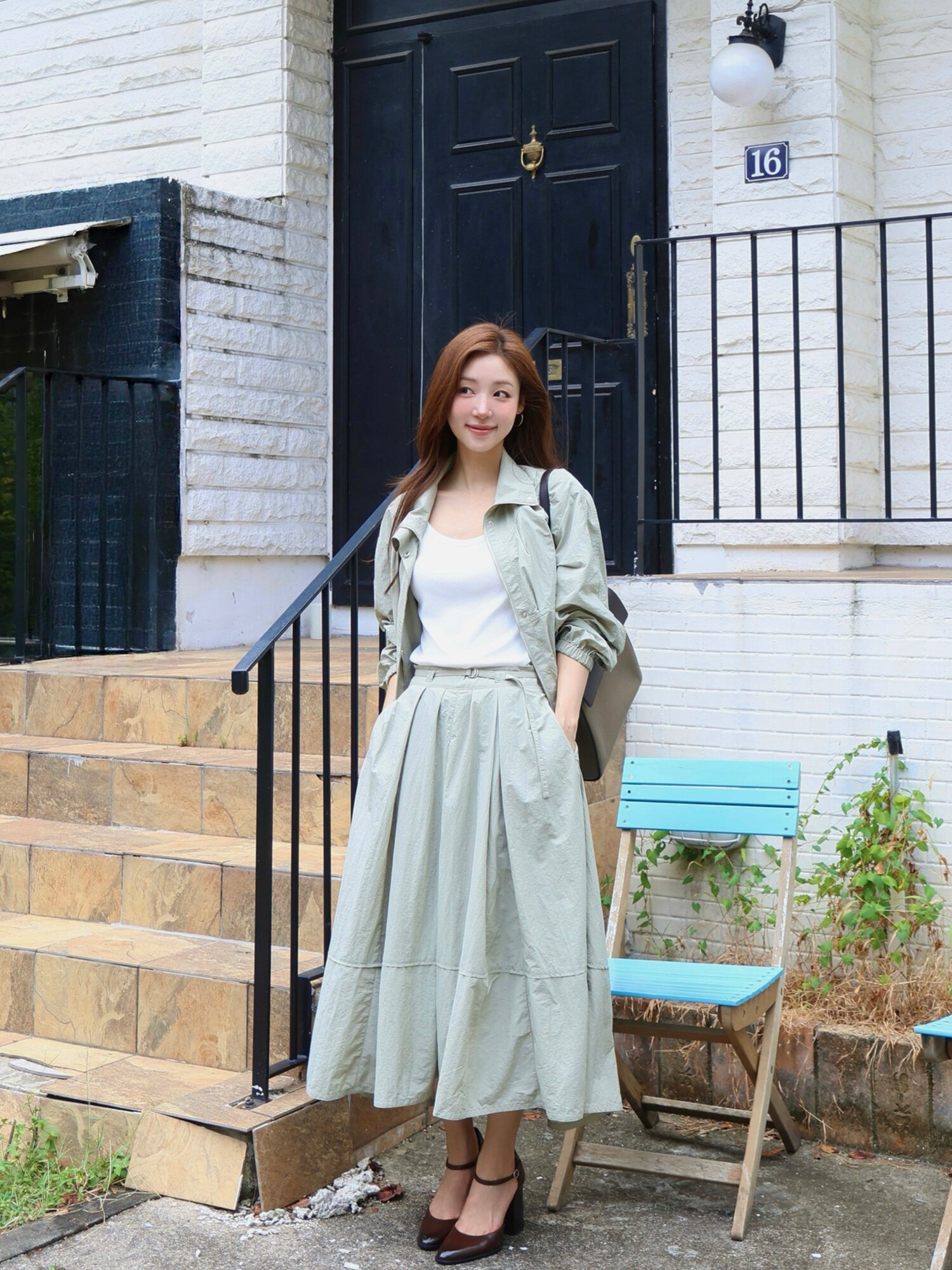 루즈핏 스트링 하이넥 집업 재킷 (GREIGE)