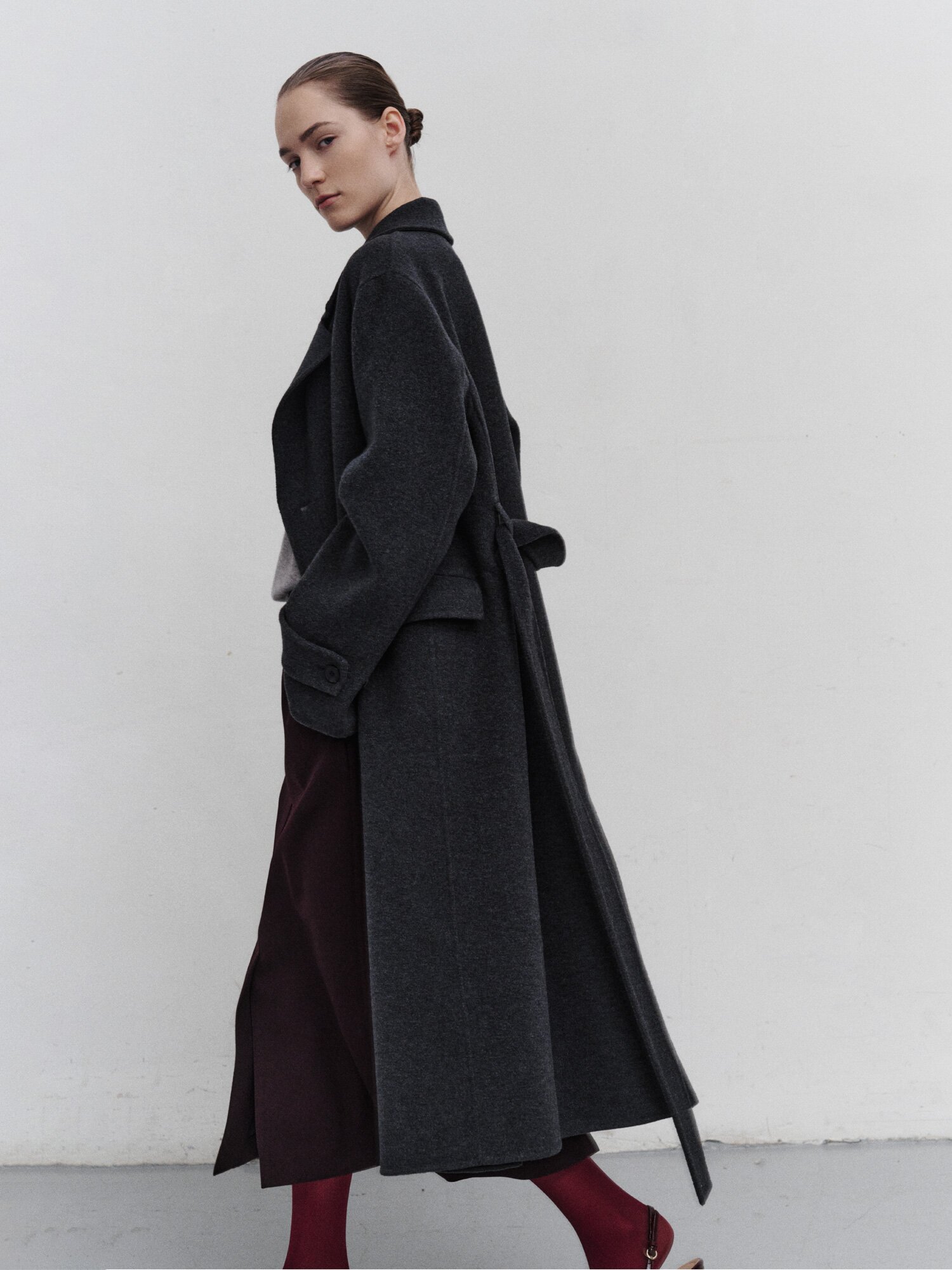 루즈핏 울 더블 핸드메이드 코트 (DARK GREY)
