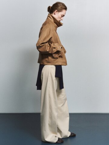 하이 웨이스트 와이드 데님 팬츠 (BEIGE)