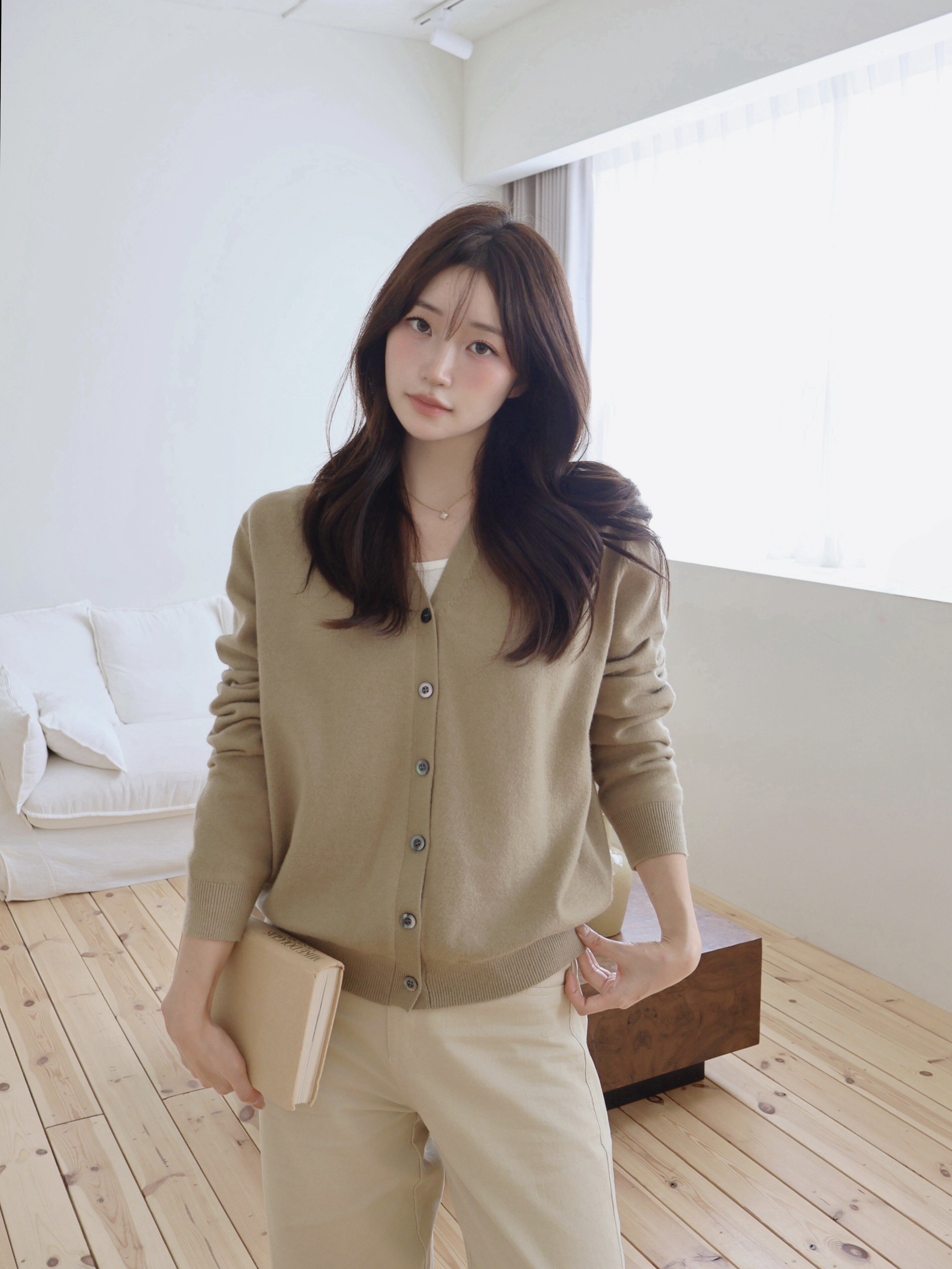 하이 웨이스트 와이드 데님 팬츠 (BEIGE)
