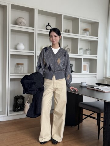하이 웨이스트 와이드 데님 팬츠 