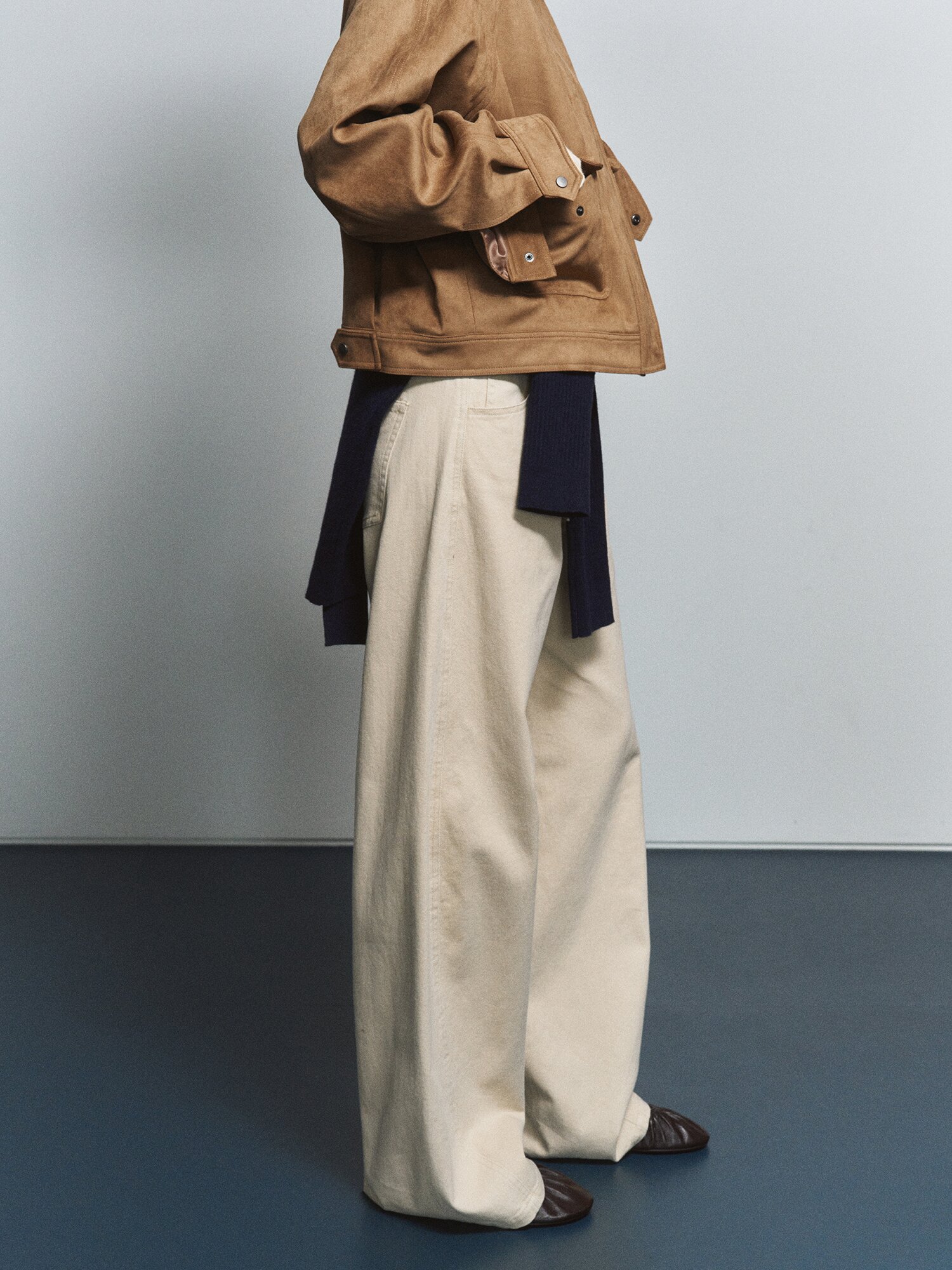 하이 웨이스트 와이드 데님 팬츠 (BEIGE)