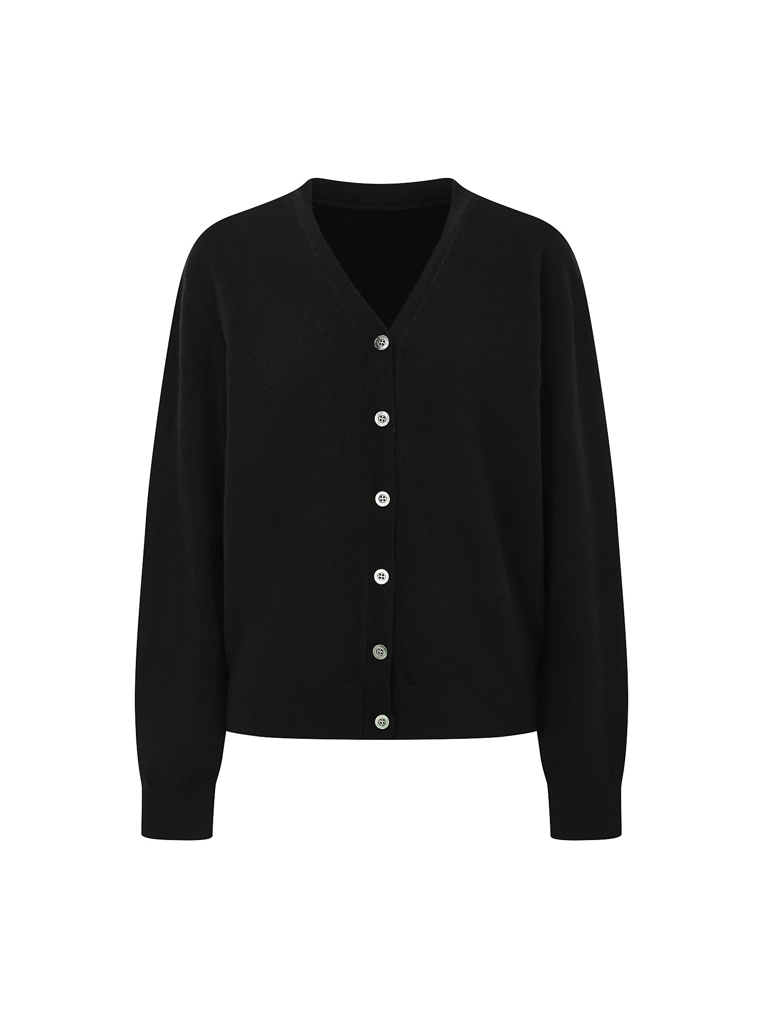 루즈핏 캐시미어 브이넥 가디건 (BLACK)