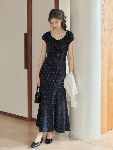 SR_Lace dot waist dress
