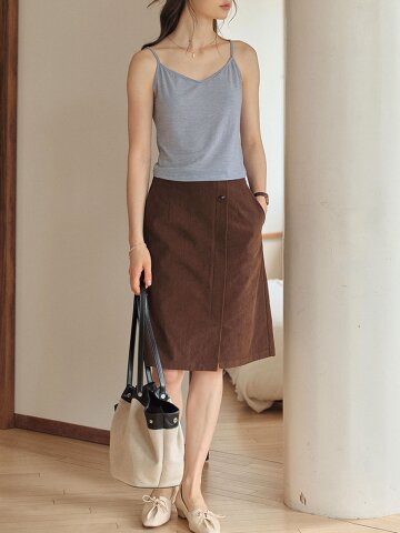 SR_Diagonal corduroy midi skirt