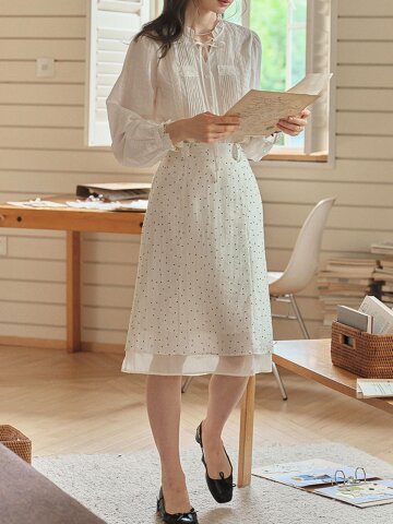SR_Double-layer polka dot skirt_2color