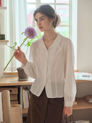 SR_Lapel long blouse top