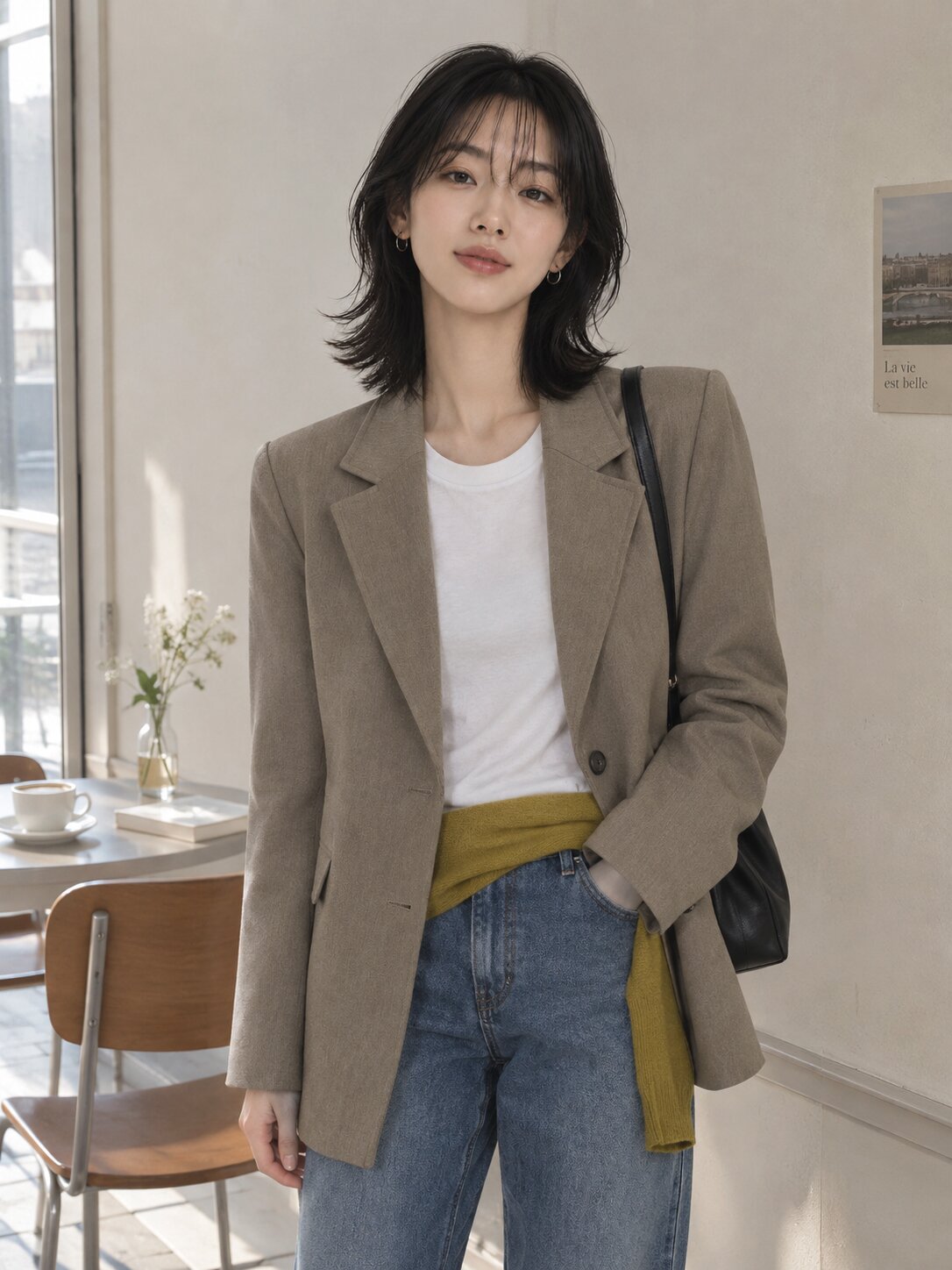 백 슬릿 투 버튼 테일러드 재킷 (DARK BEIGE)