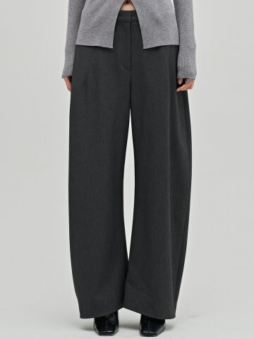 울 테일러드 커브드 팬츠 - 다크 그레이 / Wool Tailored Curved Pants - D.Gray