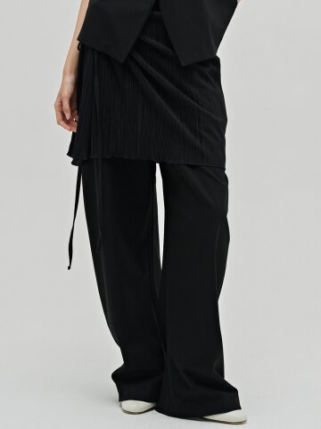 플리츠 랩 스커트 - 블랙 / Pleated Wrap Skirt - Black