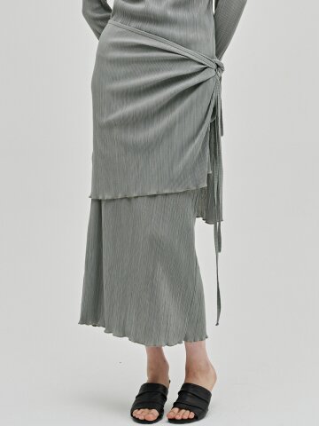 플리츠 랩 스커트 - 라이트 그레이 / Pleated Wrap Skirt - L.Gray