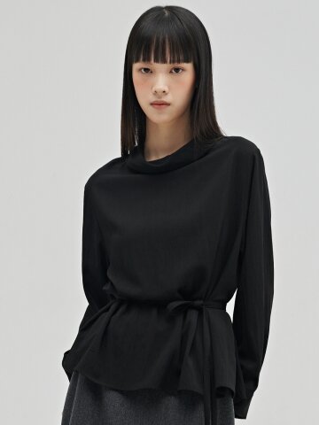하프넥 투웨이 블라우스 - 블랙 / Half Neck Two-Way Blouse - Black