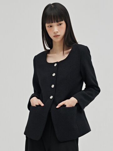 부클 트위드 자켓 - 블랙 / Boucle Tweed Jacket - Black