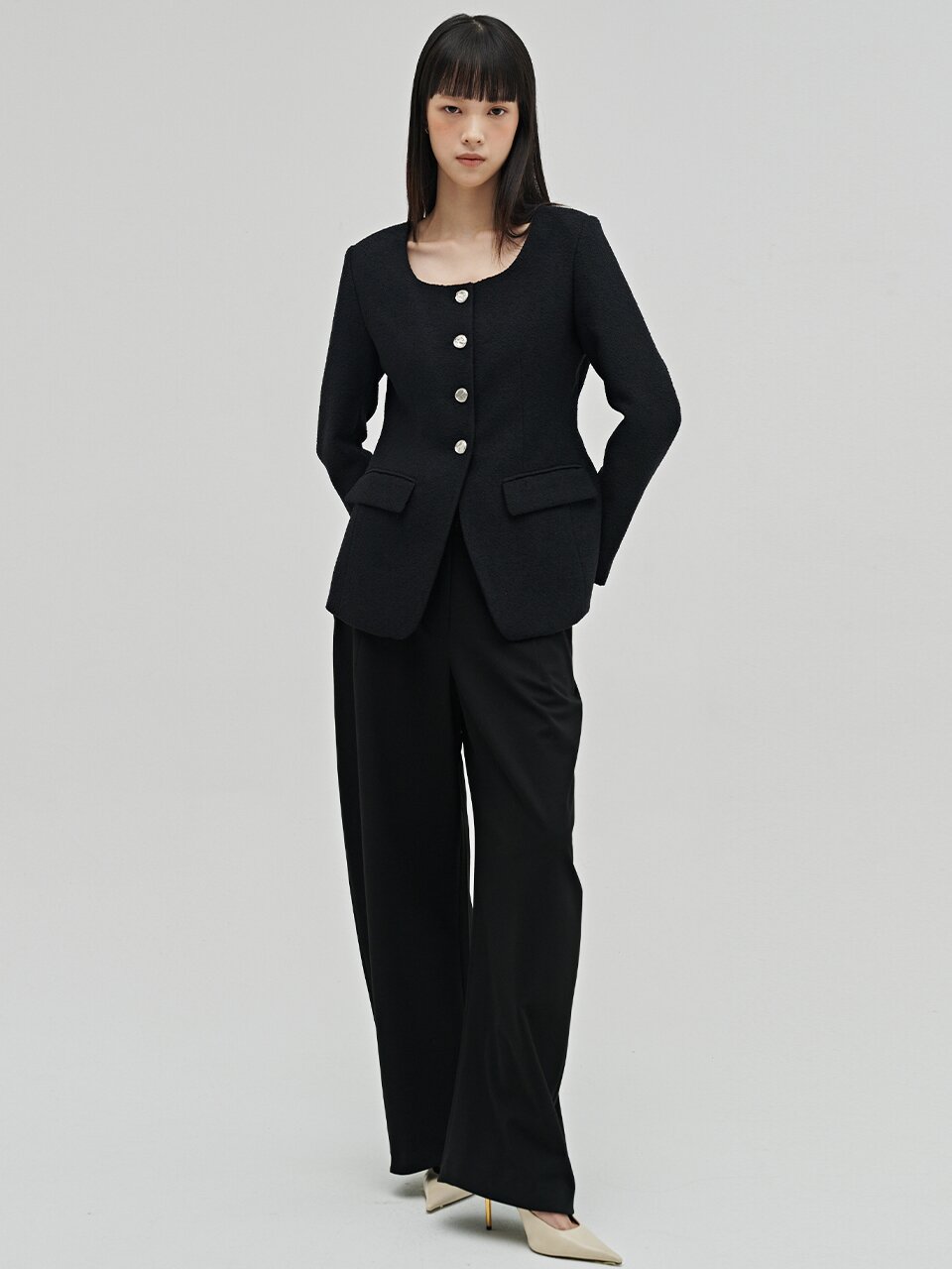 부클 트위드 자켓 - 블랙 / Boucle Tweed Jacket - Black