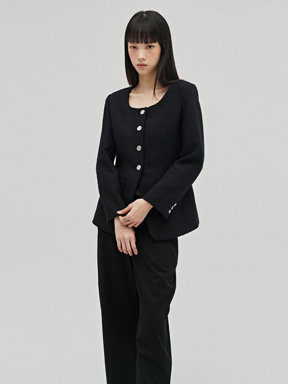 부클 트위드 자켓 - 블랙 / Boucle Tweed Jacket - Black